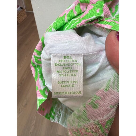 Lilly Pulitzer Girls Lion Shift Size 10 Sleeveless Floral Dress Pink & Green Cot - Picture 5 of 5